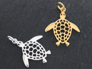 Sterling Silver Turtle Charms (HT-8256) - Beadspoint