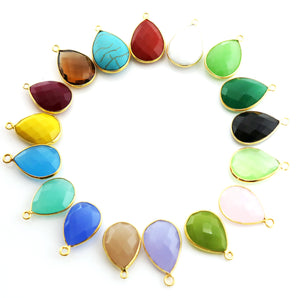 Gold Plated Faceted Pear Bezel, 14x19 mm, (BZC-7550) - Beadspoint