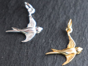 2 PCS Sterling Silver Bird Charms (HT-8265) - Beadspoint
