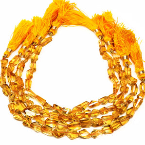 Genuine Natural Citrine Faceted Fancy Cut Nuggets, 7x7-12x7 mm, Citrine Gemstone Beads, Rich Orange Color, (CIT-FCY-7x7-12x7)(182)
