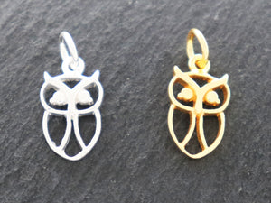 2 PCS Sterling Silver Mini Owl Charms (HT-8266) - Beadspoint