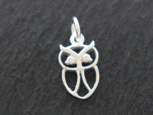 2 PCS Sterling Silver Mini Owl Charms (HT-8266) - Beadspoint