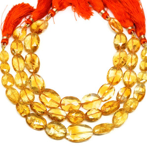 Genuine Natural Citrine Faceted Oval Drops Beads, 8x10 mm, Rich Orange Color, (CIT-OV-8x10)(185)