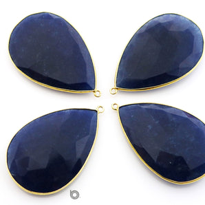 Gold Plated Faceted Dyed Sapphire Pear Bezel, 29x42 mm, (BZC-8002) - Beadspoint