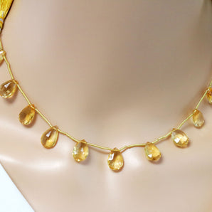 Genuine Natural Citrine Faceted Pear Drops, 9x12 mm, Rich Orange Color, (CIT-PR-9x12)(188)