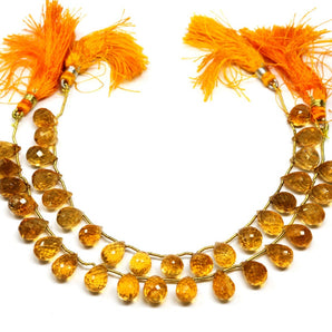 Genuine Natural Citrine Faceted Tear Drops, 8x12 mm, Rich Orange Color, (CIT-TR-8x12)(189)