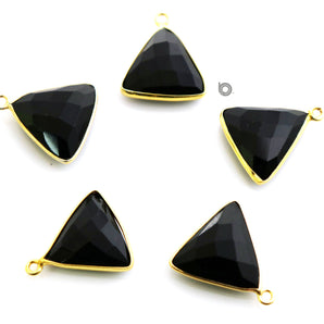 Gold Plated Faceted Black Onyx Triangle Bezel, 18 mm, (BZC-8039) - Beadspoint