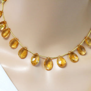 Genuine Natural Citrine Faceted Pear Drops, 10x14 mm, Rich Orange Color, (CIT-PR-10x14)(190)