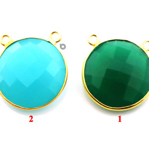 Gold Plated Faceted Coin Bezel, 20 mm, multiple gemstones, (BZC-8075) - Beadspoint