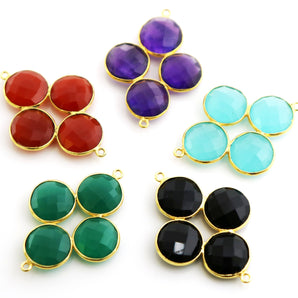 Gold Plated Faceted Fancy Connector, 30x33 mm, (BZC-8079) - Beadspoint