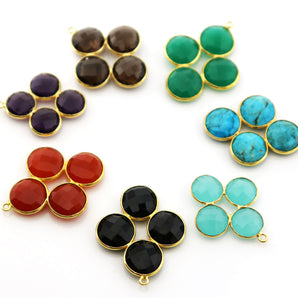 Gold Plated Faceted Fancy Pendant, 30x33 mm, (BZC-8085) - Beadspoint