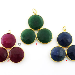 Gold Plated Faceted Fancy Pendant, 30x33 mm, multiple gemstones, (BZC-8095) - Beadspoint