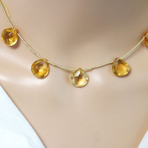 Genuine Natural Citrine Faceted Heart Drops , 13 mm, Rich Orange Color, (CIT-HRT-13)(191)