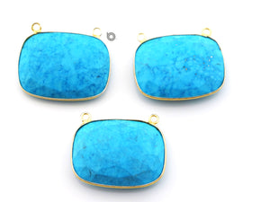 Gold Plated Faceted Fancy Turquoise Bezel, 23x32 mm, (BZC-8100) - Beadspoint