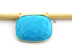 Gold Plated Faceted Fancy Turquoise Bezel, 23x32 mm, (BZC-8100) - Beadspoint