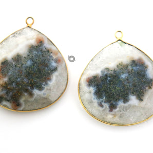 Gold Plated Faceted Large Solar Quartz Heart Pendant, 35 mm, (BZC-8109) - Beadspoint