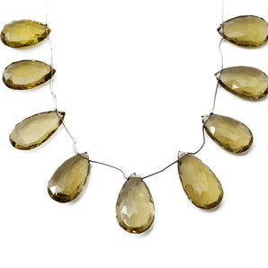 Natural Whiskey Topaz Faceted Pear Drops, 10x18-11x19 mm, Rich Color, Topaz Gemstone Beads, (WTZ-PR-10x18)(657)