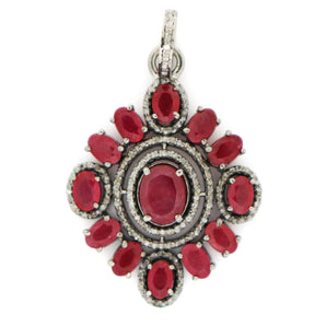 Pave Diamond Ruby Pendant, (DRB-7110) - Beadspoint