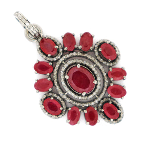 Pave Diamond Ruby Pendant, (DRB-7110) - Beadspoint