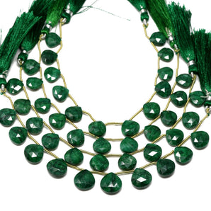 Dyed Emerald Faceted Heart Drop, 11-12mm, Rich Color, Emerald Gemstone Beads, (DEM-HRT-11)(199)