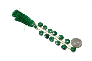 Dyed Emerald Faceted Heart Drop, 12 mm, Rich Color, Emerald Gemstone Beads, (DEM-HRT-12)(197)