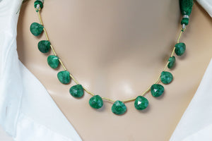 Dyed Emerald Faceted Heart Drop, 11-12mm, Rich Color, Emerald Gemstone Beads, (DEM-HRT-11)(199)