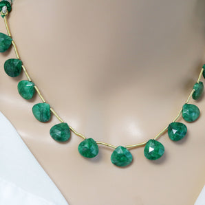 Dyed Emerald Faceted Heart Drop, 12 mm, Rich Color, Emerald Gemstone Beads, (DEM-HRT-12)(197)