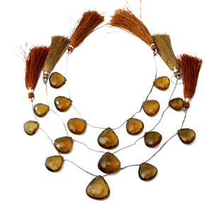 Natural Whiskey Topaz Faceted Heart Drops, 14-18 mm, Rich Color, Topaz Gemstone Beads, (WTZ-HRT-14-18)(658)