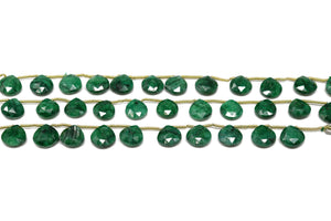 Dyed Emerald Faceted Heart Drop, 10 mm, Rich Color, Emerald Gemstone Beads, (DEM-HRT-10)(198)