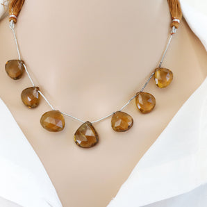 Natural Whiskey Topaz Faceted Heart Drops, 14-18 mm, Rich Color, Topaz Gemstone Beads, (WTZ-HRT-14-18)(658)
