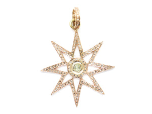 Pave Diamond Rose Gold Starburst Pendant, (DPM-1139) - Beadspoint