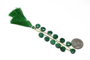 Dyed Emerald Faceted Heart Drop, 10 mm, Rich Color, Emerald Gemstone Beads, (DEM-HRT-10)(198)