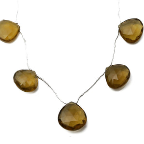 Natural Whiskey Topaz Faceted Heart Drops, 18 mm, Rich Color, Topaz Gemstone Beads, (WTZ-HRT-18)(659)