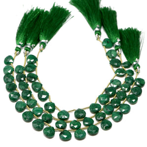 Dyed Emerald Faceted Heart Drop, 8-9mm, Rich Color, Emerald Gemstone Beads, (DEM-HRT-8-9)(200)