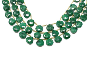 Dyed Emerald Faceted Heart Drop, 8-9mm, Rich Color, Emerald Gemstone Beads, (DEM-HRT-8-9)(200)