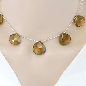 Natural Whiskey Topaz Faceted Heart Drops, 18 mm, Rich Color, Topaz Gemstone Beads, (WTZ-HRT-18)(659)