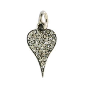 Pave Diamond Elongated Heart Charm (DCH-129) - Beadspoint