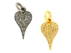 Pave Diamond Elongated Heart Charm (DCH-129) - Beadspoint