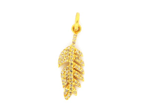 Pave Diamond Feather Charm (DCH-127) - Beadspoint