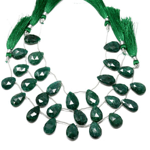 Dyed Emerald Faceted Pear Drop, 10x15-12x17 mm, Rich Color, Emerald Gemstone Beads, (DEM-PR-10x15-12x17)(201)