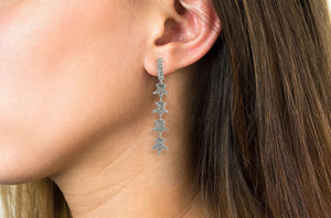 Pave Diamond Star Dangle Earrings- Celestial Dangle Earrings, (DER-1044) - Beadspoint