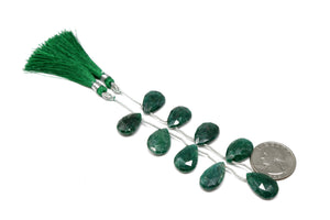 Dyed Emerald Faceted Pear Drop, 10x15-12x17 mm, Rich Color, Emerald Gemstone Beads, (DEM-PR-10x15-12x17)(201)