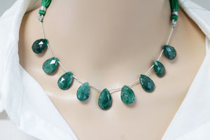 Dyed Emerald Faceted Pear Drop, 10x15-12x17 mm, Rich Color, Emerald Gemstone Beads, (DEM-PR-10x15-12x17)(201)