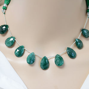 Dyed Emerald Faceted Pear Drop, 10x15-12x17 mm, Rich Color, Emerald Gemstone Beads, (DEM-PR-10x15-12x17)(201)