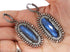 Pave Diamond Labradorite Dangle Earrings w/ Baguettes & Pave Lever Back, (DER-1047)