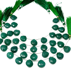 Dyed Emerald Faceted Heart Drop, 14-15 mm, Rich Color, Emerald Gemstone Beads, (DEM-HRT-14-15)(203)