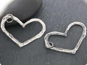 Artisan Sterling Silver Open Heart Charm, (AF-303) - Beadspoint