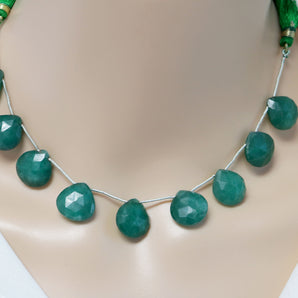 Dyed Emerald Faceted Heart Drop, 14-15 mm, Rich Color, Emerald Gemstone Beads, (DEM-HRT-14-15)(203)