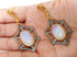 Pave Diamond Two Tone Edwardian Style Moonstone Dangle Earrings, (DER-1048)