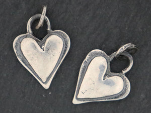 Artisan Sterling Silver layered Heart Charm,(AF-305) - Beadspoint